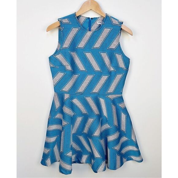 Opening Ceremony Fit & Flare Sleeveless Mini Dress Blue White Pattern women’s L - Picture 15 of 15